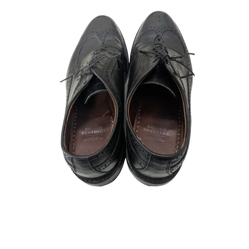 Brooks Brothers Mens Pebble Grain Leather Wingtip Brogue Derby‎ Black Size 12